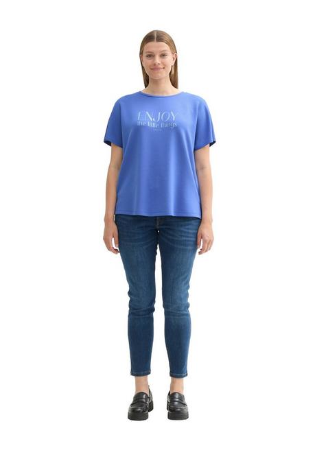 TOM TAILOR Plus T-Shirt Mit Statementprint - Mittelblau Bedruckt Sheego