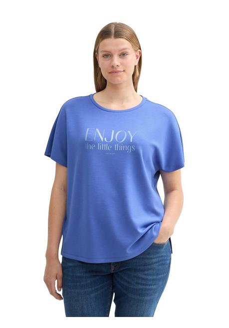 TOM TAILOR Plus T-Shirt mit Statementprint - mittelblau bedruckt sheego
