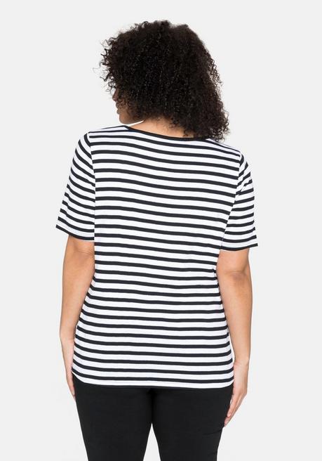Sheego T-Shirt Mit Streifen Und Rundhalsausschnitt - Schwarz-weiß Sheego