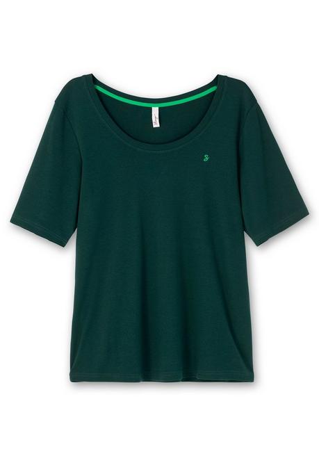 Sheego T-Shirt Mit Verlängertem Halbarm - Tiefgrün Sheego