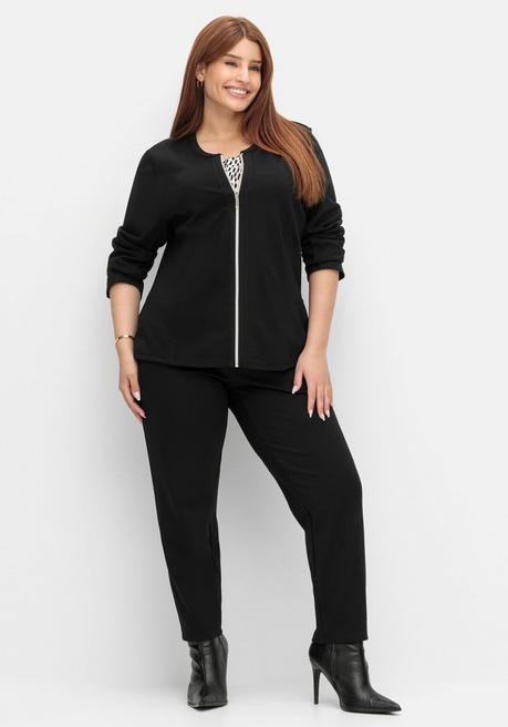 Sheego Taillierte Jacke Mit Reißverschluss, In Petite Passform - Schwarz Sheego