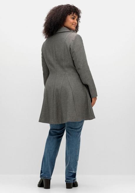 Sheego Taillierter, Ausgestellter Twill-Kurzmantel - Anthrazit Meliert Sheego