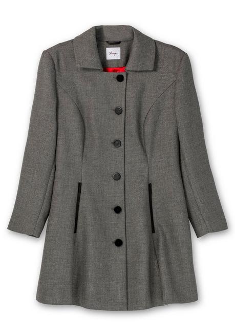 Sheego Taillierter, Ausgestellter Twill-Kurzmantel - Anthrazit Meliert Sheego