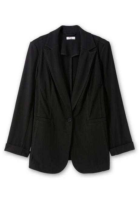 Sheego Taillierter Blazer In Ottoman-Rippstruktur - Schwarz Sheego