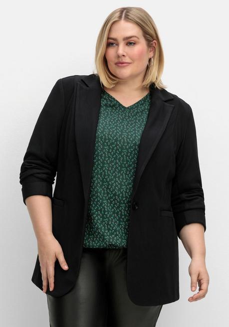 Sheego Taillierter Blazer In Ottoman-Rippstruktur - Schwarz Sheego