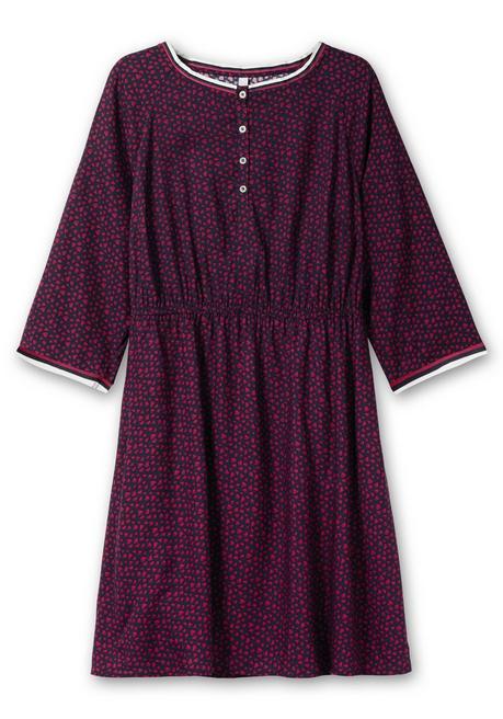 Sheego Tailliertes Kleid Mit Alloverprint Und Kurzer Knopfleiste - Nachtblau Gemustert Sheego