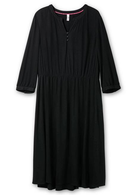 Sheego Tailliertes Kleid Mit Taschen, In Strukturqualität - Schwarz Sheego