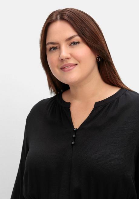 Sheego Tailliertes Kleid Mit Taschen, In Strukturqualität - Schwarz Sheego