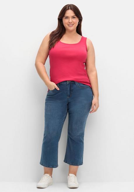 Sheego Tanktop Aus Baumwolle, Mit Rundhalsausschnitt - Magenta Sheego