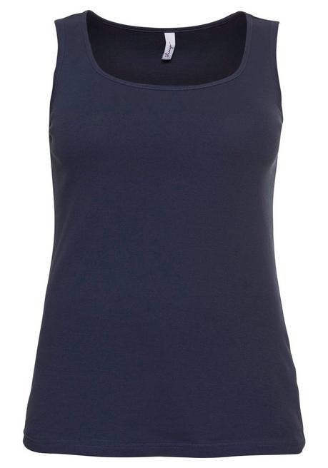 Sheego Tanktop Aus Baumwolle, Mit Rundhalsausschnitt - Marine Sheego