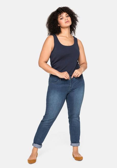 Sheego Tanktop Aus Baumwolle, Mit Rundhalsausschnitt - Marine Sheego