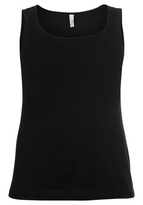 Sheego Tanktop Aus Baumwolle, Mit Rundhalsausschnitt - Schwarz Sheego