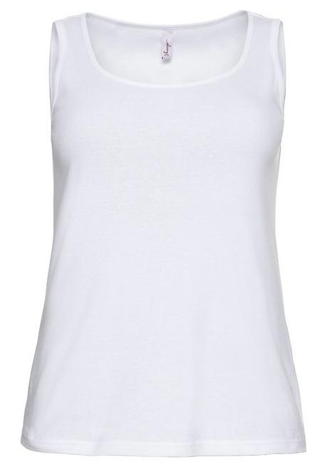 Sheego Tanktop Aus Baumwolle, Mit Rundhalsausschnitt - Weiß Sheego