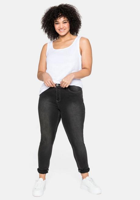 Sheego Tanktop Aus Baumwolle, Mit Rundhalsausschnitt - Weiß Sheego