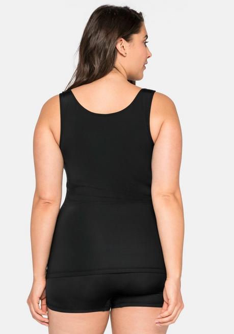 Sheego Tanktop In Extralanger Form, Aus Microfaser - Schwarz Sheego