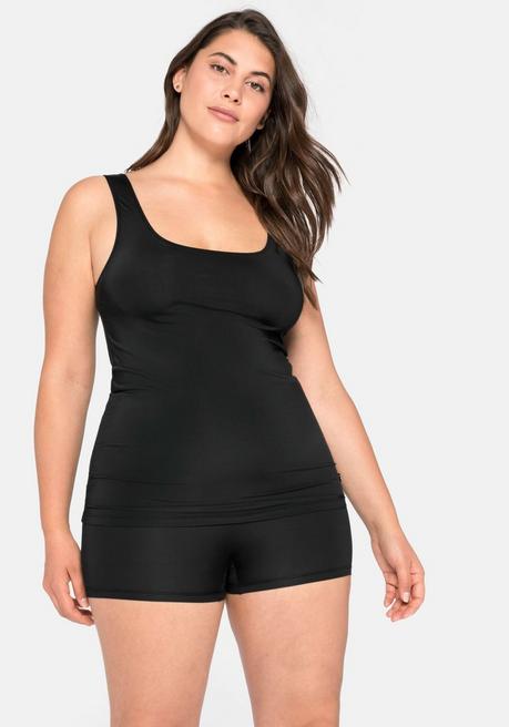 Sheego Tanktop In Extralanger Form, Aus Microfaser - Schwarz Sheego