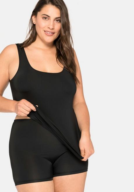 Sheego Tanktop In Extralanger Form, Aus Microfaser - Schwarz Sheego