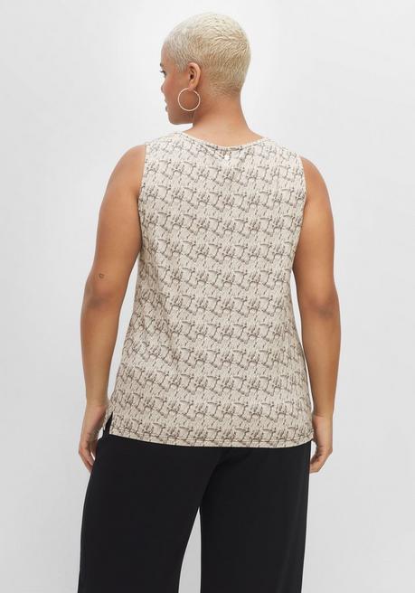 Sheego Tanktop Mit Alloverdruck Und Seitenschlitzen - Ecru Bedruckt Sheego