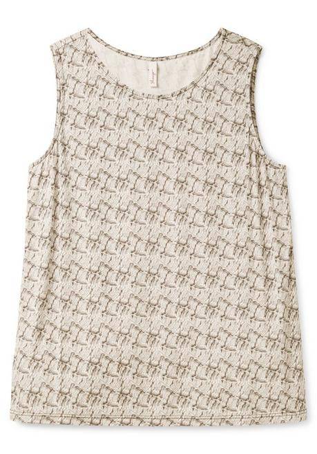 Sheego Tanktop Mit Alloverdruck Und Seitenschlitzen - Ecru Bedruckt Sheego