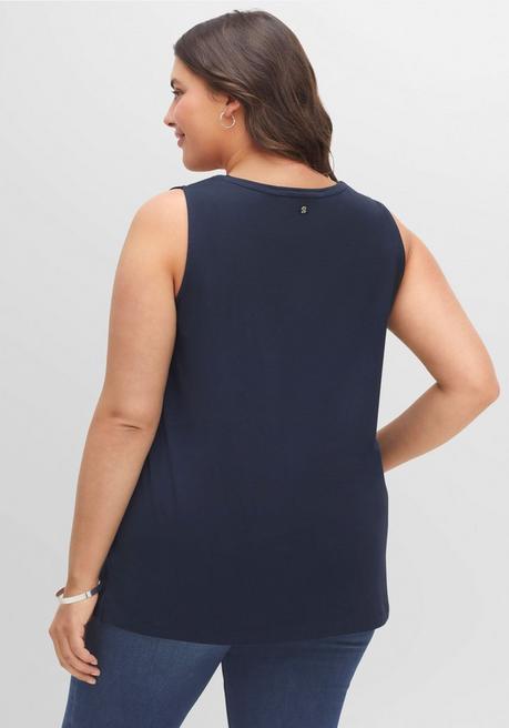 Sheego Tanktop Mit Kräuselung Am V-Ausschnitt - Nachtblau Sheego