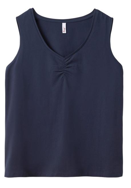 Sheego Tanktop Mit Kräuselung Am V-Ausschnitt - Nachtblau Sheego