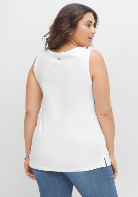 Sheego Tanktop Mit Kräuselung Am V-Ausschnitt - Weiß Sheego