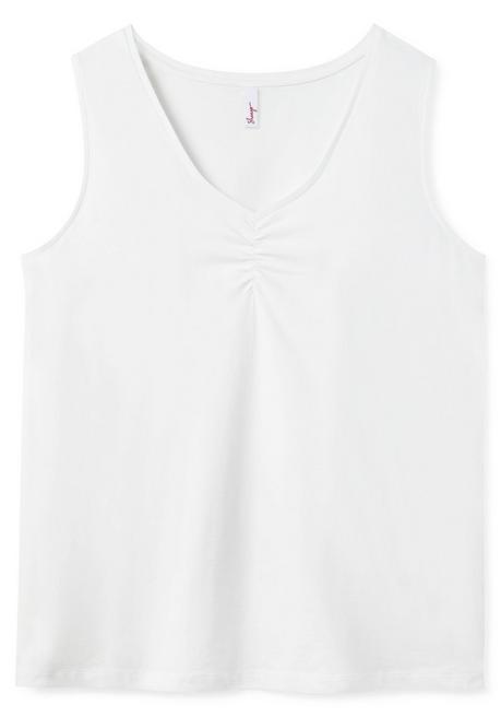 Sheego Tanktop Mit Kräuselung Am V-Ausschnitt - Weiß Sheego
