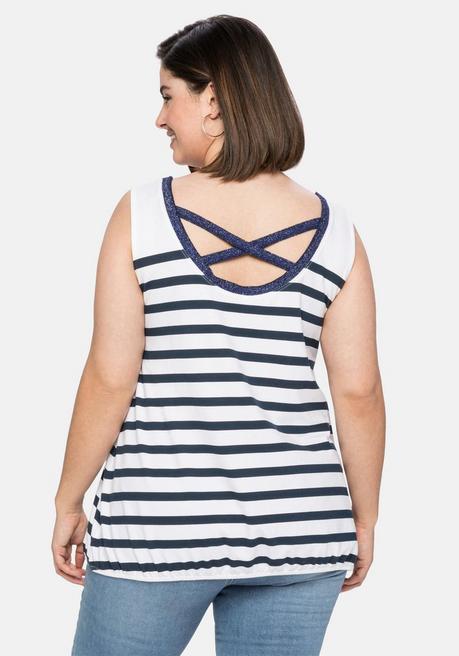 Sheego Tanktop Mit Ringeln Und Rückenausschnitt - Nachtblau Gestreift Sheego