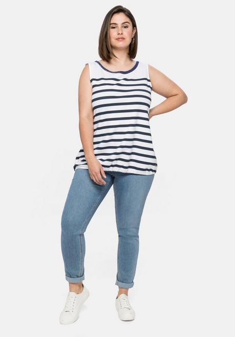 Sheego Tanktop Mit Ringeln Und Rückenausschnitt - Nachtblau Gestreift Sheego