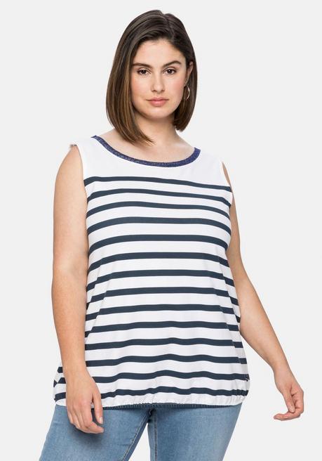sheego Tanktop mit Ringeln und Rückenausschnitt - nachtblau gestreift sheego