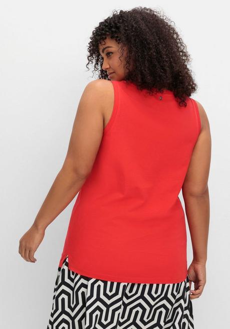 Sheego Tanktop Mit V-Ausschnitt Und Zierknopfleiste - Rot Sheego