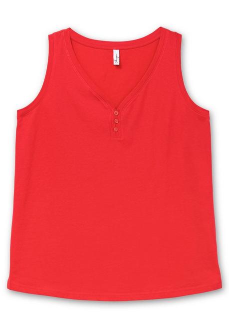 Sheego Tanktop Mit V-Ausschnitt Und Zierknopfleiste - Rot Sheego
