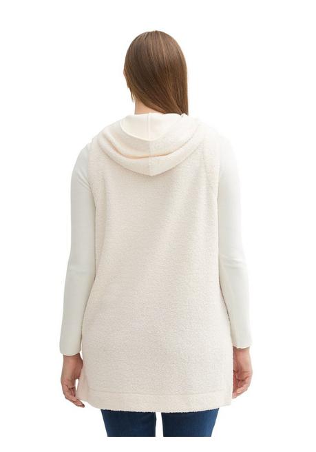 TOM TAILOR Plus Teddyweste In Longform, Mit Kapuze - Offwhite Sheego