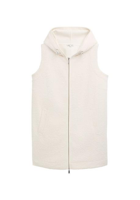 TOM TAILOR Plus Teddyweste In Longform, Mit Kapuze - Offwhite Sheego