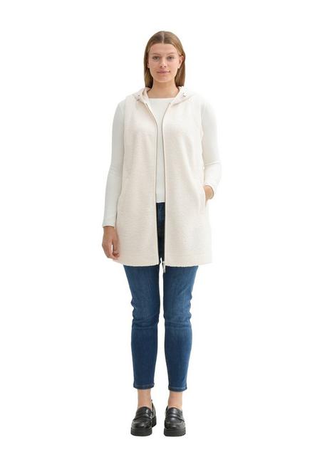 TOM TAILOR Plus Teddyweste In Longform, Mit Kapuze - Offwhite Sheego