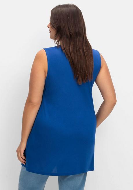 Sheego Top In A-Linie, Mit Karree-Ausschnitt Und Taschen - Royalblau Sheego