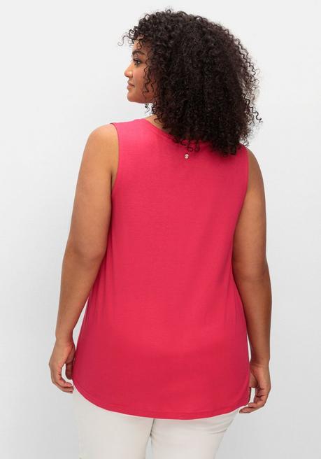 Sheego Top In A-Linie, Mit Kellerfalten Vorn - Magenta Sheego