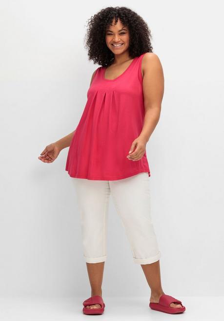 Sheego Top In A-Linie, Mit Kellerfalten Vorn - Magenta Sheego