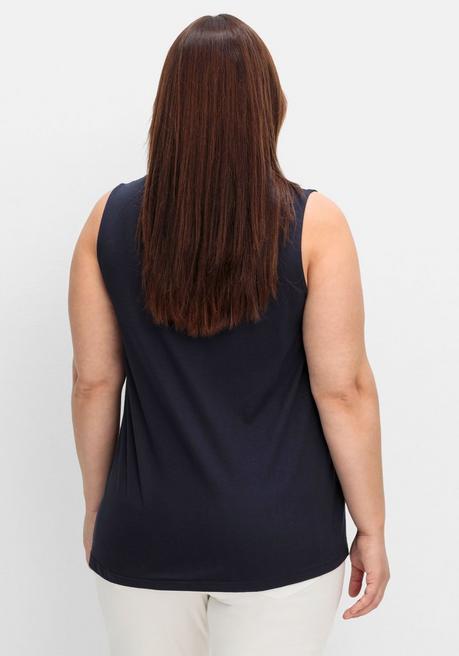 Sheego Top In A-Linie, Mit Kellerfalten Vorn - Tiefblau Sheego