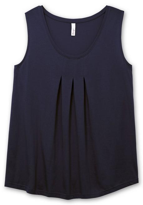 Sheego Top In A-Linie, Mit Kellerfalten Vorn - Tiefblau Sheego