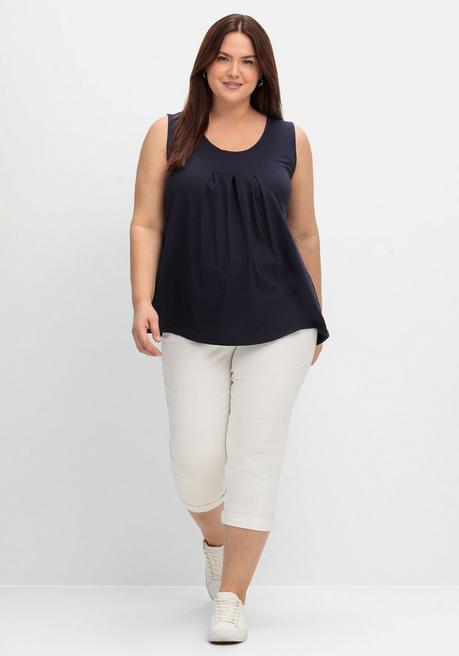 Sheego Top In A-Linie, Mit Kellerfalten Vorn - Tiefblau Sheego