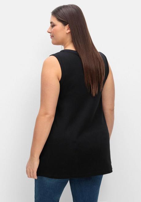 Sheego Top In Leichter A-Linie, Aus Rippqualität - Schwarz Sheego