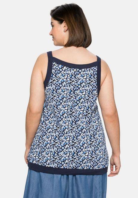 Sheego Top Mit Alloverdruck Und Saumbündchen - Mittelblau Bedruckt Sheego