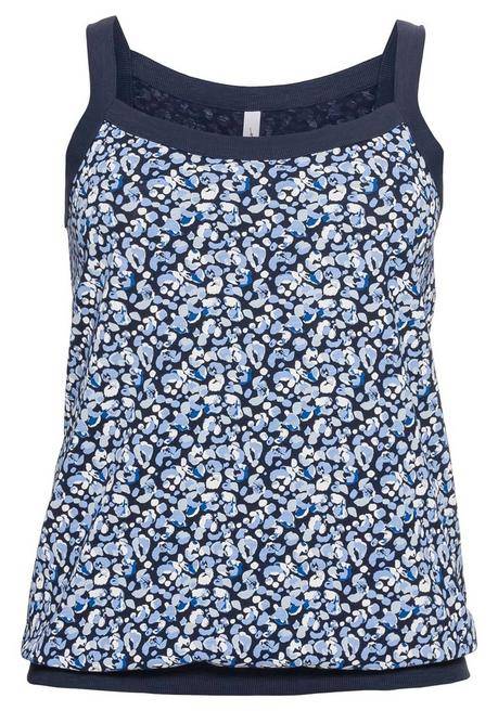 Sheego Top Mit Alloverdruck Und Saumbündchen - Mittelblau Bedruckt Sheego