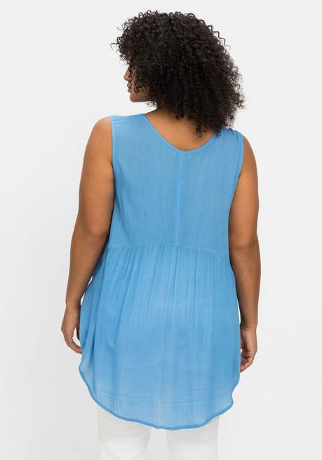 Sheego By Joe Browns Top Mit Crochet-Spitze Und Zipfelsaum - Azurblau Sheego