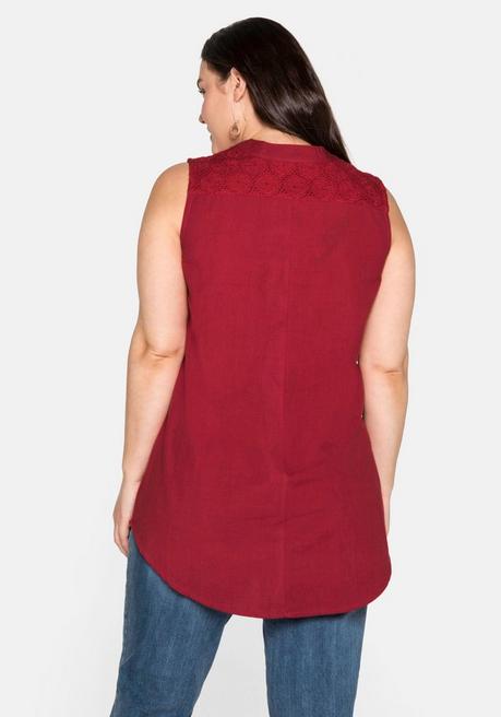 Sheego By Joe Browns Top Mit Dekorativem Spitzenbesatz - Karminrot Sheego