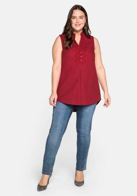 Sheego By Joe Browns Top Mit Dekorativem Spitzenbesatz - Karminrot Sheego