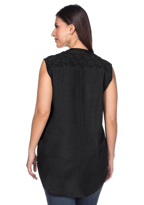 Sheego By Joe Browns Top Mit Dekorativem Spitzenbesatz - Schwarz Sheego