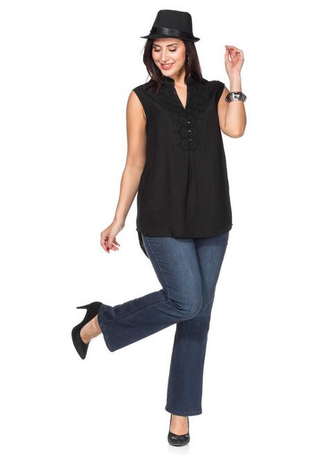 Sheego By Joe Browns Top Mit Dekorativem Spitzenbesatz - Schwarz Sheego