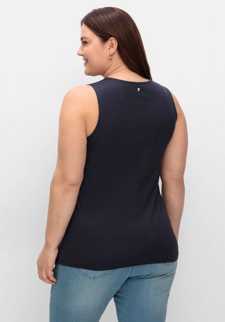 Sheego Top Mit Doppellagigem Vorderteil - Tiefblau Sheego